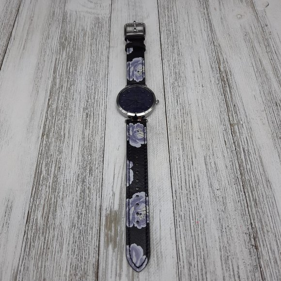 Coach Park Black Floral Print Leather Strap Watch - Picture 5 of 10